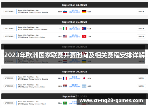 2023年欧洲国家联赛开赛时间及相关赛程安排详解